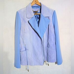 Vintage Iman Women's Light Blue leather Jacket Suede sz XL